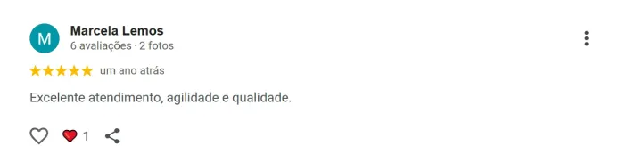 Avaliação de cliente no Google