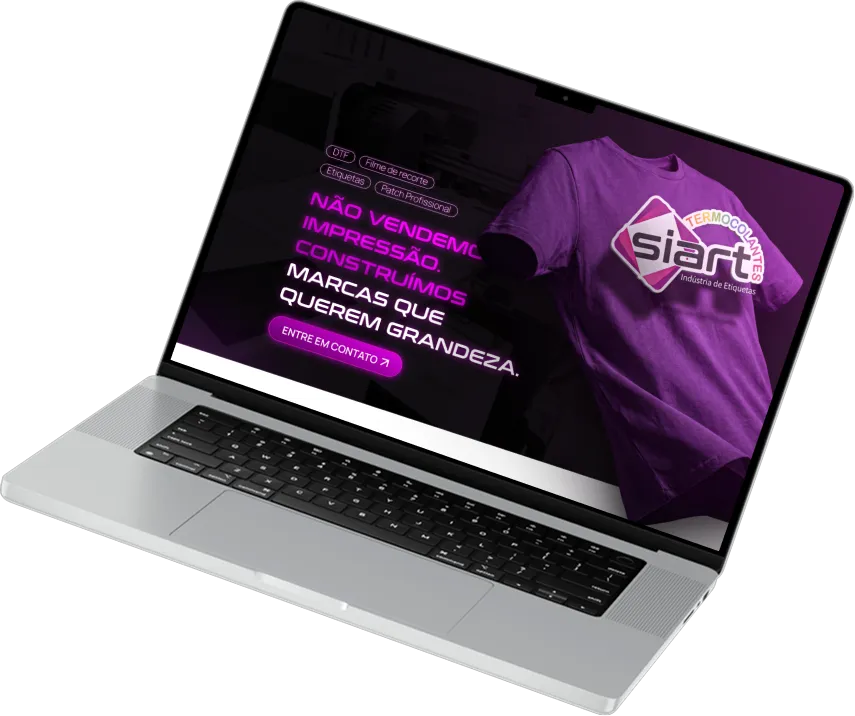 Notebook exibindo o site da Siart
